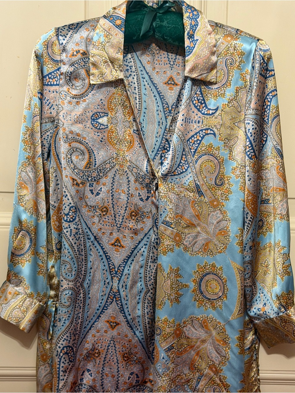 Redtag Woman Sz L/US 12 Light Blue Paisley Satiny Tunic